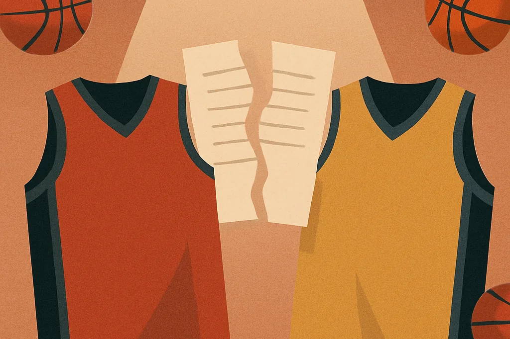 Editorial illustration for a roundup of the online discussion about Marcus Smart's NBA Contract and 1-on-1 Matchup Comments