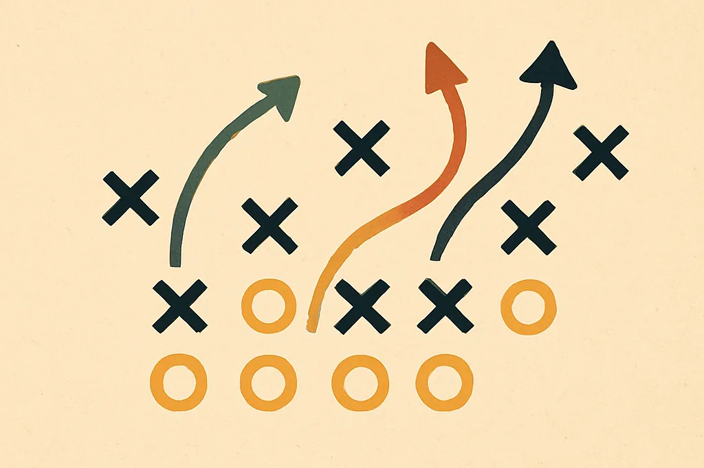 Editorial illustration for a roundup of the online discussion about Ben Johnson as Chicago Bears Head Coach